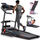 KRISRATE Foldable Treadmill with Sit Up Bench, 2025 Upgrade 3.5HP Portable Treadmills for Home with Incline, Smart LCD Display Body Fat & Heart Rate