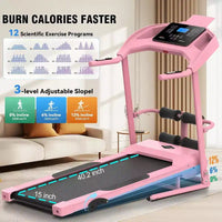 Tapis de course pliable KRISRATE avec banc d'abdominaux, tapis de course portable 3,5 CV amélioré en 2025 pour la maison avec inclinaison, écran LCD intelligent pour la masse grasse et la fréquence cardiaque