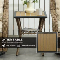 Ensemble bistro d'extérieur 3 pièces - Petit mobilier de patio en résine tressée avec chaises pivotantes planeur pour balcon, porche