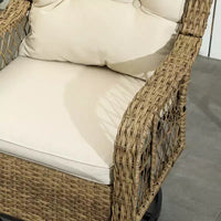 Ensemble bistro d'extérieur 3 pièces - Petit mobilier de patio en résine tressée avec chaises pivotantes planeur pour balcon, porche