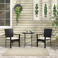 Ensemble de mobilier bistro de patio d'extérieur en résine tressée avec coussins, pour porche, jardin