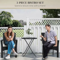 Ensemble de mobilier bistro de patio d'extérieur en résine tressée avec coussins, pour porche, jardin
