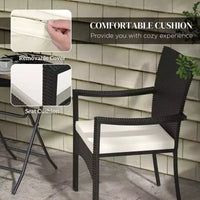 Ensemble de mobilier bistro de patio d'extérieur en résine tressée avec coussins, pour porche, jardin