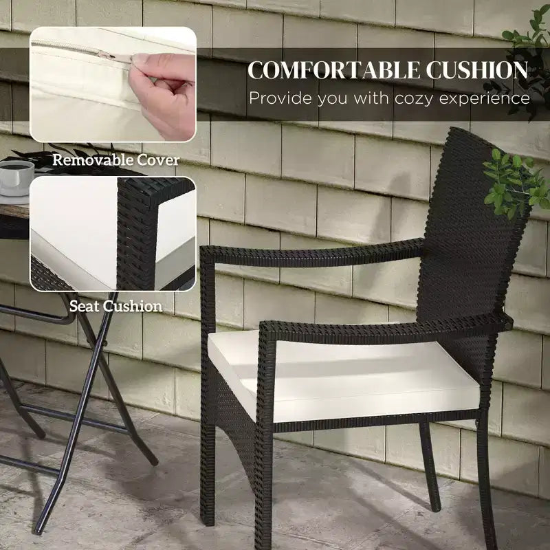 Ensemble de mobilier bistro de patio d'extérieur en résine tressée avec coussins, pour porche, jardin