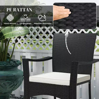 Ensemble de mobilier bistro de patio d'extérieur en résine tressée avec coussins, pour porche, jardin