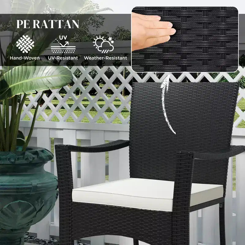 Ensemble de mobilier bistro de patio d'extérieur en résine tressée avec coussins, pour porche, jardin