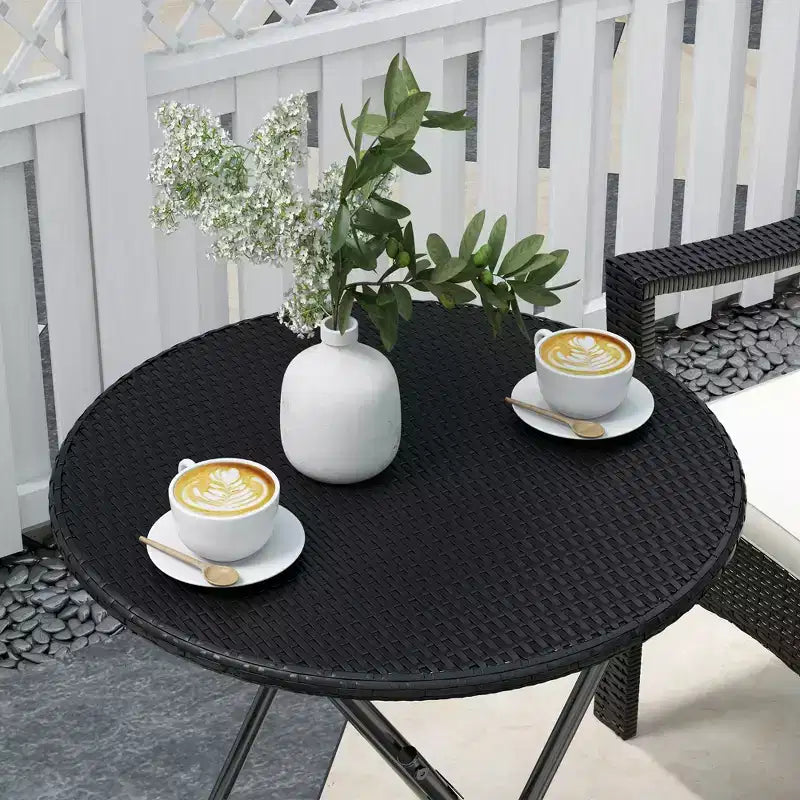 Ensemble de mobilier bistro de patio d'extérieur en résine tressée avec coussins, pour porche, jardin