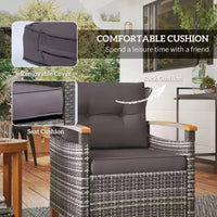 Ensemble bistrot extérieur, mobilier de jardin en osier avec coussins pour véranda, jardin