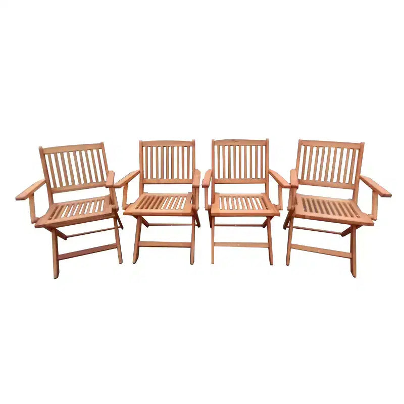 Ensemble de salle à manger pliable pour patio, 4 chaises pliantes, universel intérieur et extérieur, Teck