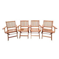 Ensemble de salle à manger pliable pour patio, 4 chaises pliantes, universel intérieur et extérieur, Teck