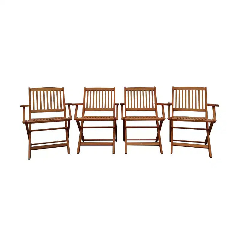 Ensemble de salle à manger pliable pour patio, 4 chaises pliantes, universel intérieur et extérieur, Teck