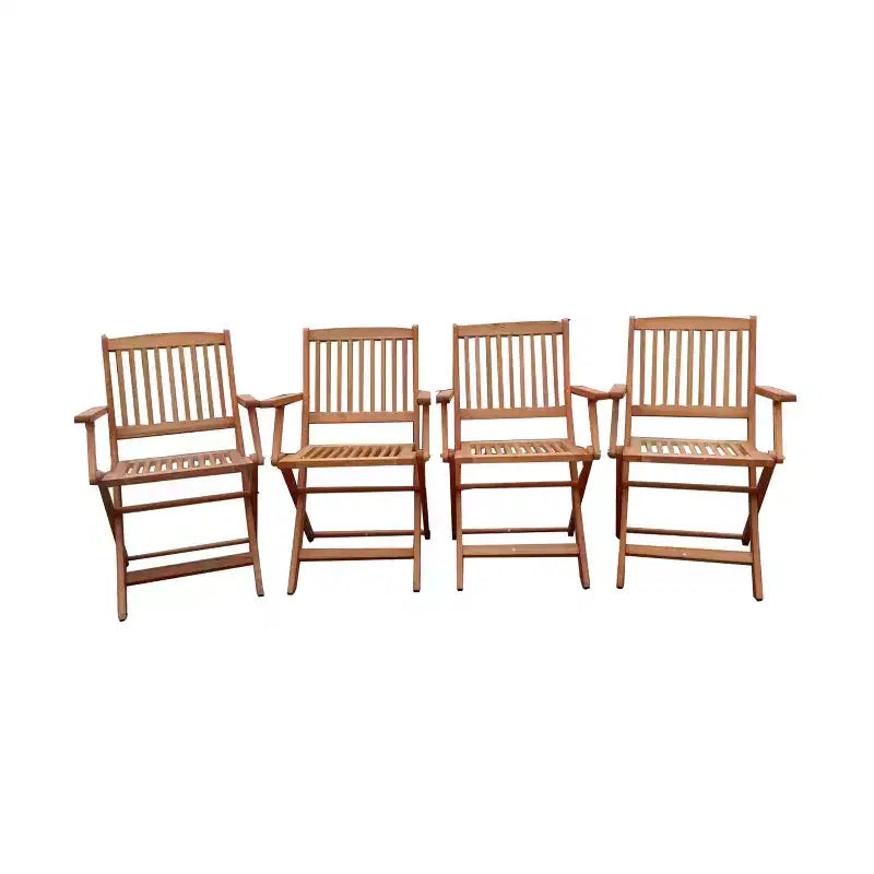 Ensemble de salle à manger pliable pour patio, 4 chaises pliantes, universel intérieur et extérieur, Teck