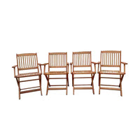 Ensemble de salle à manger pliable pour patio, 4 chaises pliantes, universel intérieur et extérieur, Teck