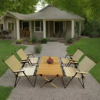 Ensemble repas multifonction pliable et portable - 1 table à manger et 4 chaises pliantes, universel intérieur et extérieur, Naturel, pour enfants