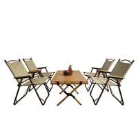 Ensemble repas multifonction pliable et portable - 1 table à manger et 4 chaises pliantes, universel intérieur et extérieur, Naturel, pour enfants