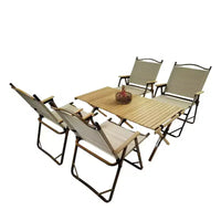 Ensemble repas multifonction pliable et portable - 1 table à manger et 4 chaises pliantes, universel intérieur et extérieur, Naturel, pour enfants