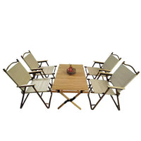 Ensemble repas multifonction pliable et portable - 1 table à manger et 4 chaises pliantes, universel intérieur et extérieur, Naturel, pour enfants