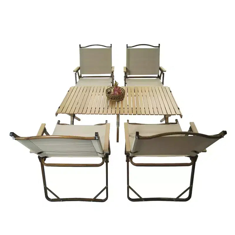 Ensemble repas multifonction pliable et portable - 1 table à manger et 4 chaises pliantes, universel intérieur et extérieur, Naturel, pour enfants