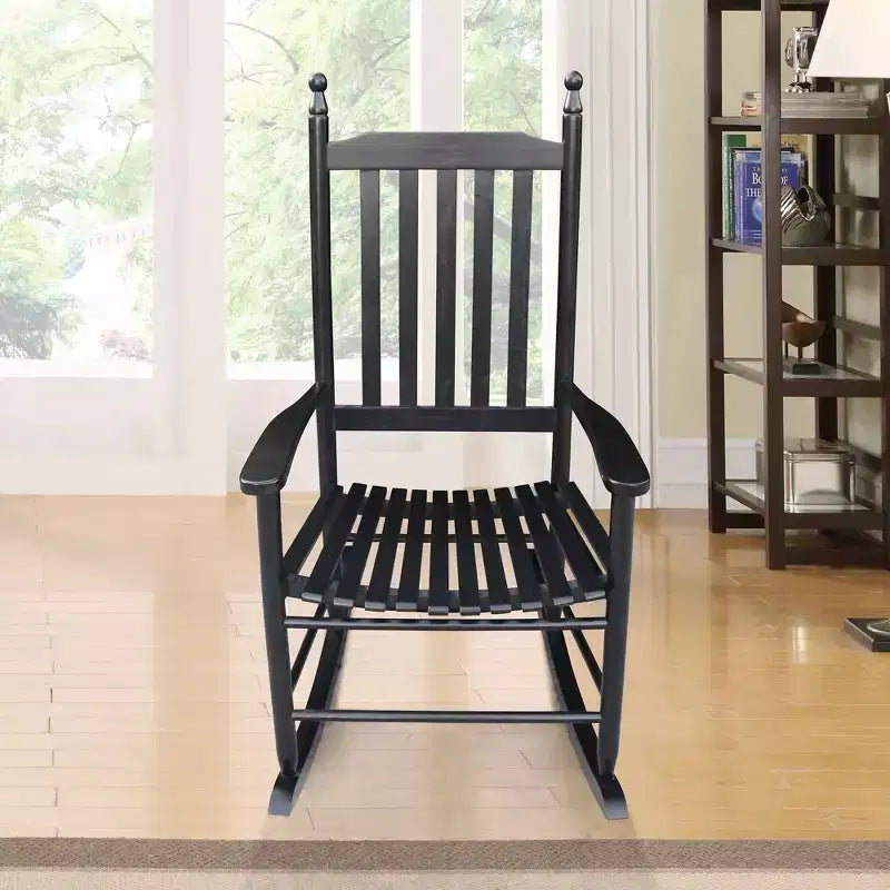Fauteuil à bascule de véranda en bois NOIR, sans tapis