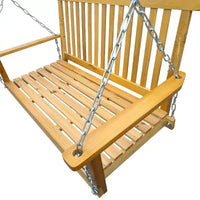 Balançoire de porche avec accoudoirs, Balancelle en bois avec chaînes suspendues, pour patio extérieur, jardin, porche, arrière-cour ou véranda, Facile à assembler