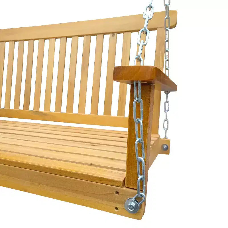Balançoire de porche avec accoudoirs, Balancelle en bois avec chaînes suspendues, pour patio extérieur, jardin, porche, arrière-cour ou véranda, Facile à assembler