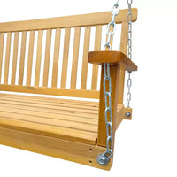 Balançoire de porche avec accoudoirs, Balancelle en bois avec chaînes suspendues, pour patio extérieur, jardin, porche, arrière-cour ou véranda, Facile à assembler