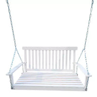 Balançoire de porche avec accoudoirs, Balancelle en bois avec chaînes suspendues, pour patio extérieur, jardin, porche, arrière-cour ou véranda, Facile à assembler