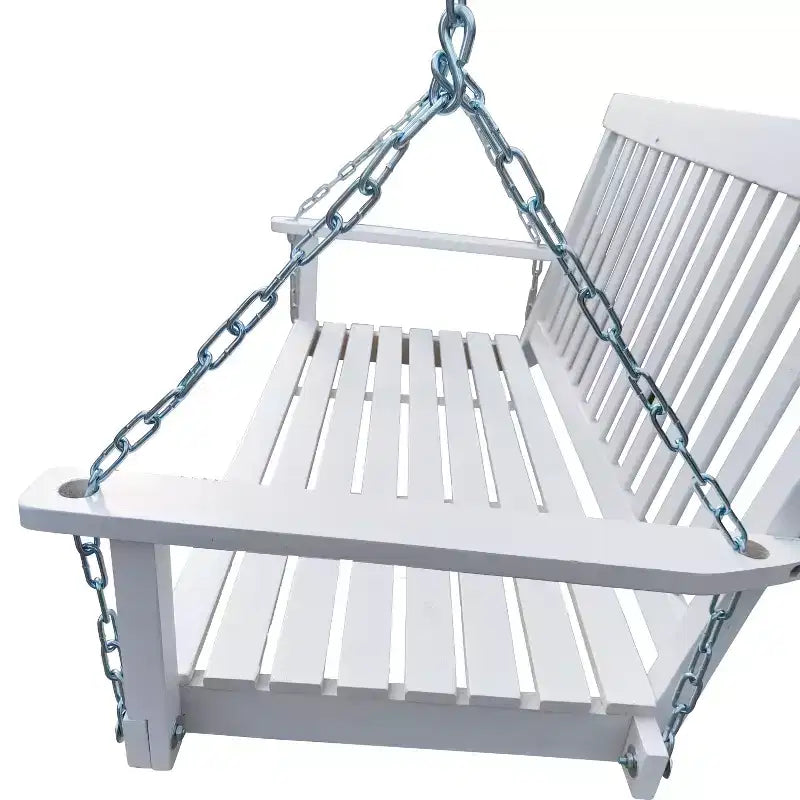 Balançoire de porche avec accoudoirs, Balancelle en bois avec chaînes suspendues, pour patio extérieur, jardin, porche, arrière-cour ou véranda, Facile à assembler