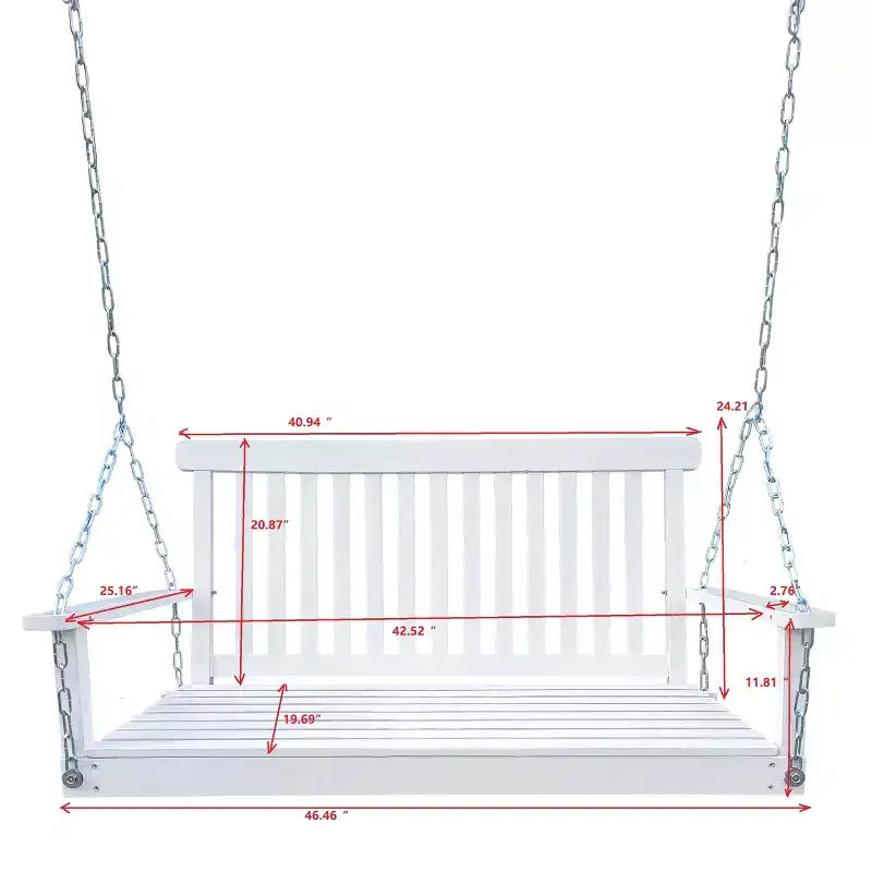 Balançoire de porche avec accoudoirs, Balancelle en bois avec chaînes suspendues, pour patio extérieur, jardin, porche, arrière-cour ou véranda, Facile à assembler