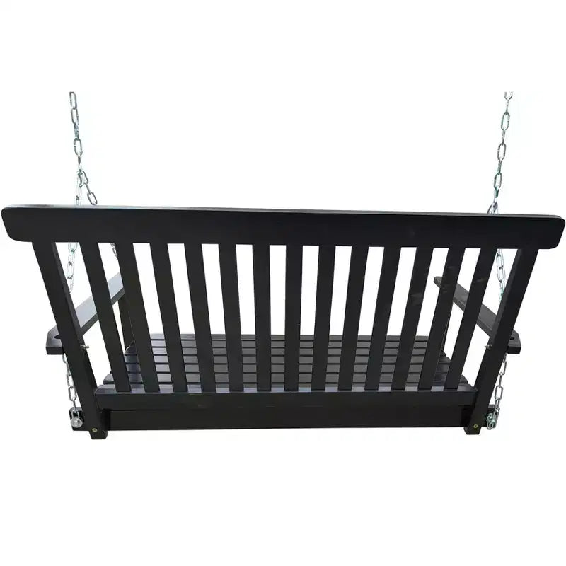 Balançoire de porche avec accoudoirs, Balancelle en bois avec chaînes suspendues, pour patio extérieur, jardin, porche, arrière-cour ou véranda, Facile à assembler