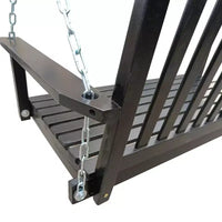 Balançoire de porche avec accoudoirs, Balancelle en bois avec chaînes suspendues, pour patio extérieur, jardin, porche, arrière-cour ou véranda, Facile à assembler