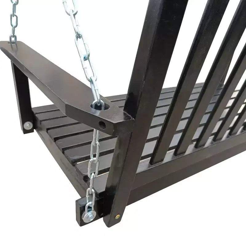 Balançoire de porche avec accoudoirs, Balancelle en bois avec chaînes suspendues, pour patio extérieur, jardin, porche, arrière-cour ou véranda, Facile à assembler