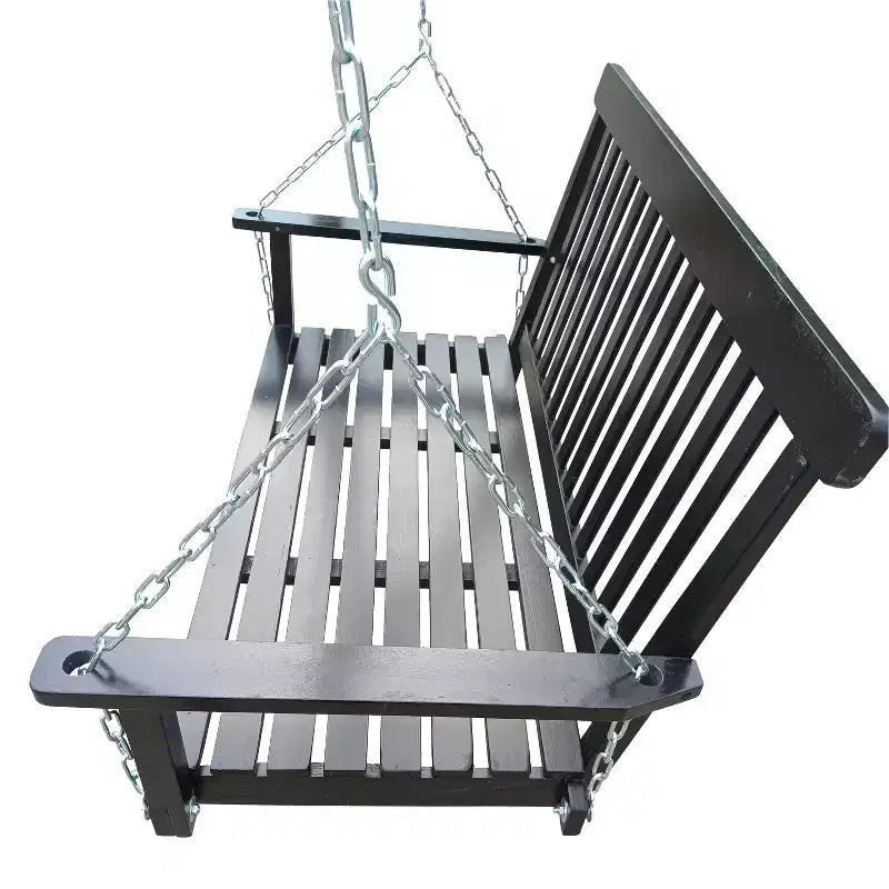 Balançoire de porche avec accoudoirs, Balancelle en bois avec chaînes suspendues, pour patio extérieur, jardin, porche, arrière-cour ou véranda, Facile à assembler