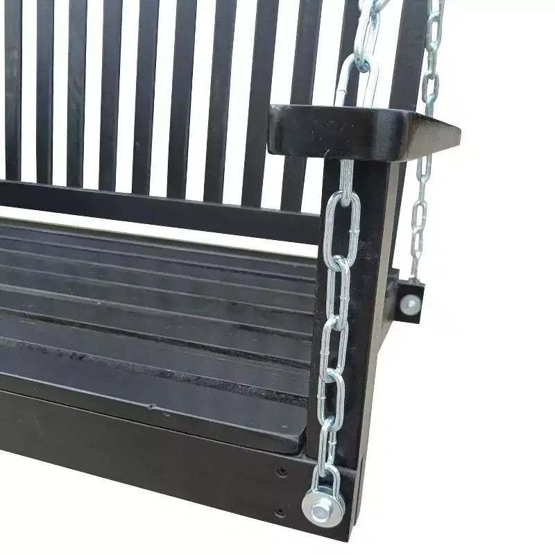 Balançoire de porche avec accoudoirs, Balancelle en bois avec chaînes suspendues, pour patio extérieur, jardin, porche, arrière-cour ou véranda, Facile à assembler