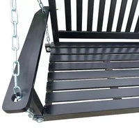 Balançoire de porche avec accoudoirs, Balancelle en bois avec chaînes suspendues, pour patio extérieur, jardin, porche, arrière-cour ou véranda, Facile à assembler