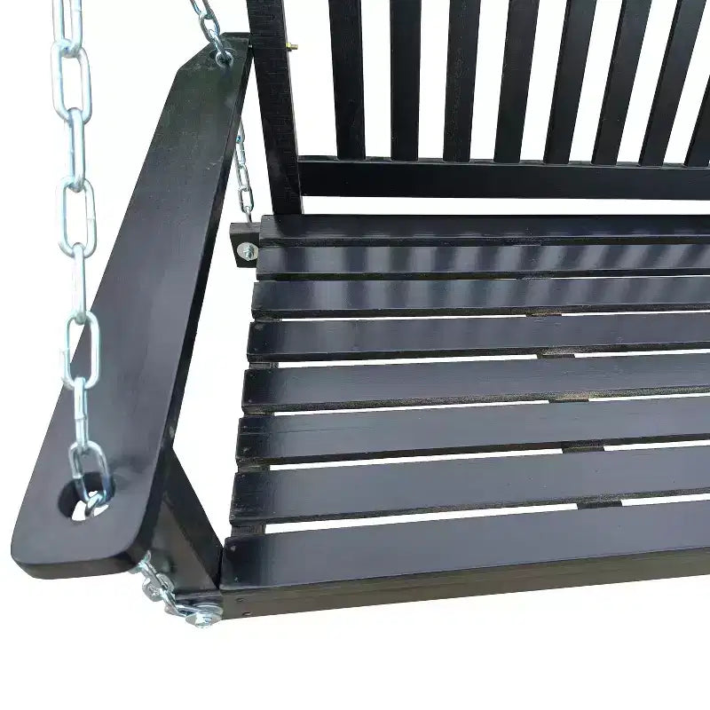 Balançoire de porche avec accoudoirs, Balancelle en bois avec chaînes suspendues, pour patio extérieur, jardin, porche, arrière-cour ou véranda, Facile à assembler