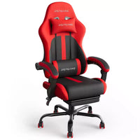 RSPGAME Chaises de jeu ergonomiques de base pour adultes, chaises de bureau en cuir PU avec support lombaire, coussin à ressorts ensachés et repose-pieds rétractable