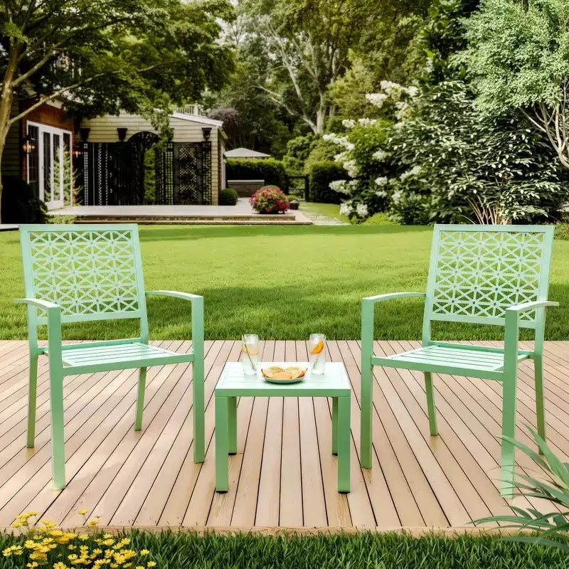 Ensemble de bistro 3 pièces pour patio, mobilier de jardin avec table basse, salon de conversation pour balcon d'appartement, arrière-cour, porche