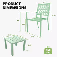 Ensemble bistro de terrasse 3 pièces, ensemble de mobilier de terrasse extérieur avec table basse, ensembles de conversation pour balcon d'appartement, arrière-cour, porche