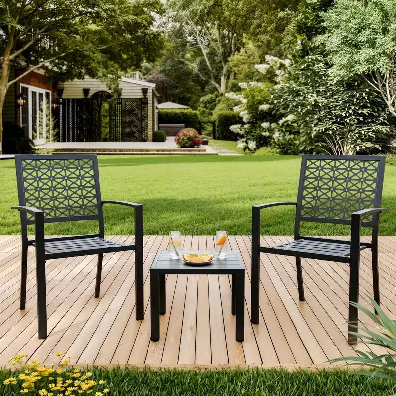 Ensemble bistro de terrasse 3 pièces, ensemble de mobilier de terrasse extérieur avec table basse, ensembles de conversation pour balcon d'appartement, arrière-cour, porche