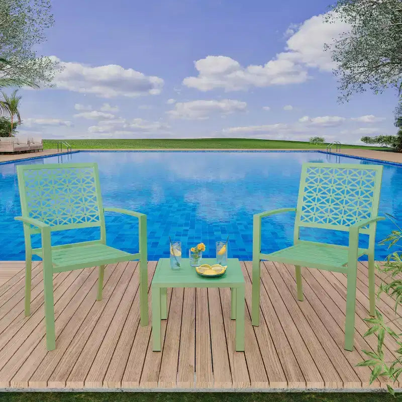 Ensemble bistro de terrasse 3 pièces, ensemble de mobilier de terrasse extérieur avec table basse, ensembles de conversation pour balcon d'appartement, arrière-cour, porche