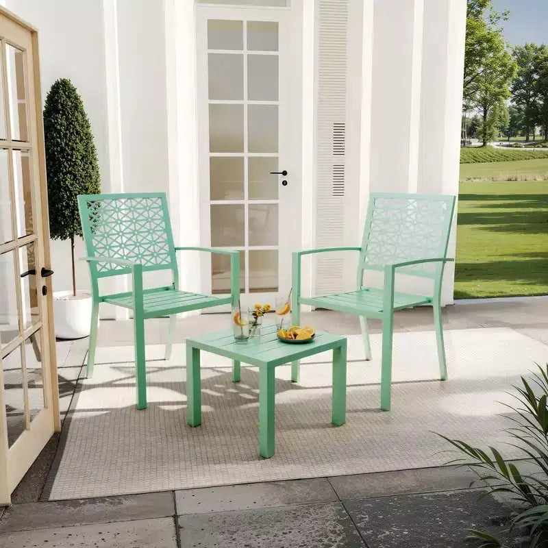 Ensemble bistro de terrasse 3 pièces, ensemble de mobilier de terrasse extérieur avec table basse, ensembles de conversation pour balcon d'appartement, arrière-cour, porche