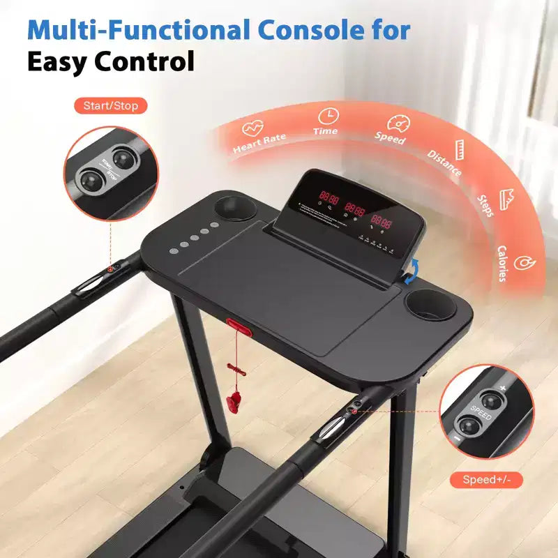 Redliro Tapis de marche pour seniors, Tapis roulant compact à faible impact avec poignées, Tapis de marche sécurisé pour personnes âgées à domicile, 136 kg