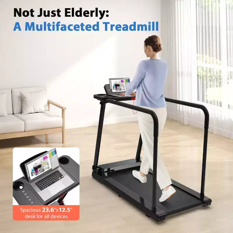 Redliro Tapis de marche pour seniors, Tapis roulant compact à faible impact avec poignées, Tapis de marche sécurisé pour personnes âgées à domicile, 136 kg