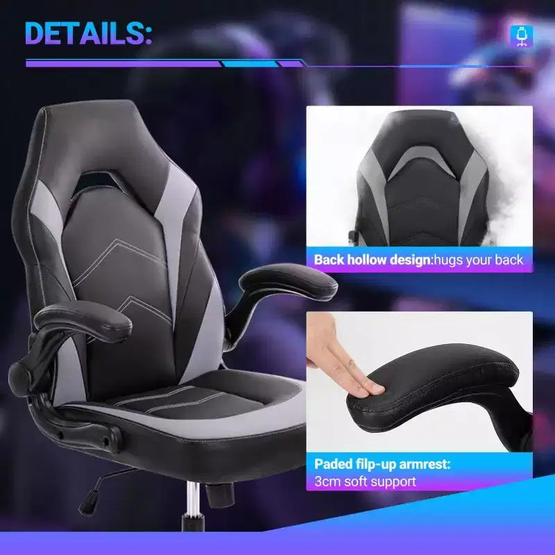Chaise de jeu ergonomique TUYOHW, chaise de bureau avec dossier en S, mode bascule et hauteur réglable, mousse haute résilience