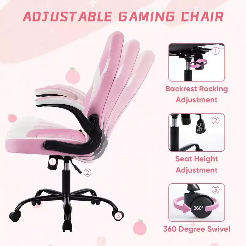 Chaise de jeu ergonomique TUYOHW, chaise de bureau avec dossier en S, mode bascule et hauteur réglable, mousse haute résilience