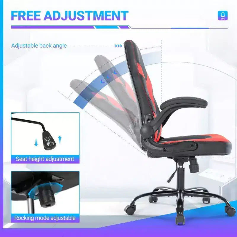 Chaise de jeu ergonomique TUYOHW, chaise de bureau avec dossier en S, mode bascule et hauteur réglable, mousse haute résilience
