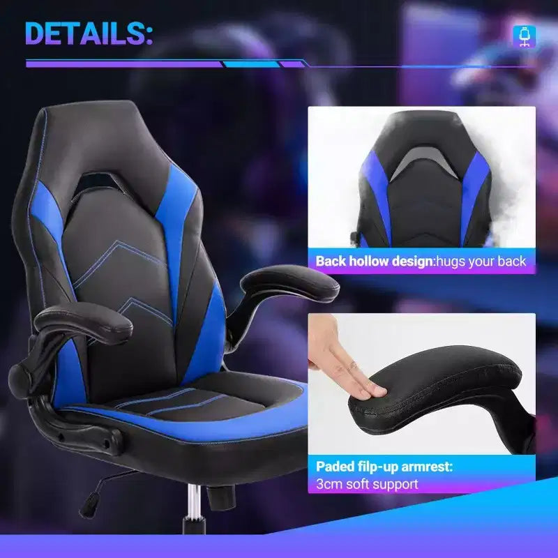 Chaise de jeu ergonomique TUYOHW, chaise de bureau avec dossier en S, mode bascule et hauteur réglable, mousse haute résilience