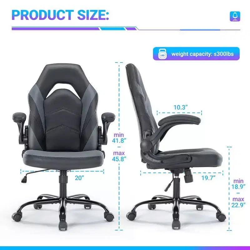 Chaise de jeu ergonomique TUYOHW, chaise de bureau avec dossier en S, mode bascule et hauteur réglable, mousse haute résilience