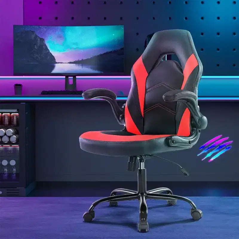 Chaise de jeu ergonomique TUYOHW, chaise de bureau avec dossier en S, mode bascule et hauteur réglable, mousse haute résilience